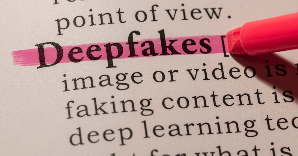 image shows extract from dictionary showing the word deepfakes