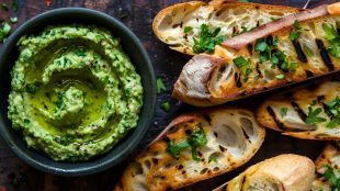 Wild Garlic Chickpea Mash Recipe Healthy vegetarian dish basil green hummus, snack or appetizer - wild garlic recipes feature on Silver Magazine www.silvermagazine.co.uk