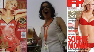 image shows FHM covers from the 90s era