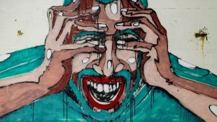 Painted image of man with hands around his face. Air pressure and headaches on Silver Magazine