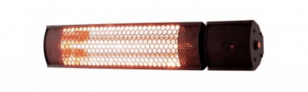 Rectangle outdoor heater glowing orange